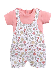 Half Sleeve Dungaree for Girls - Teal