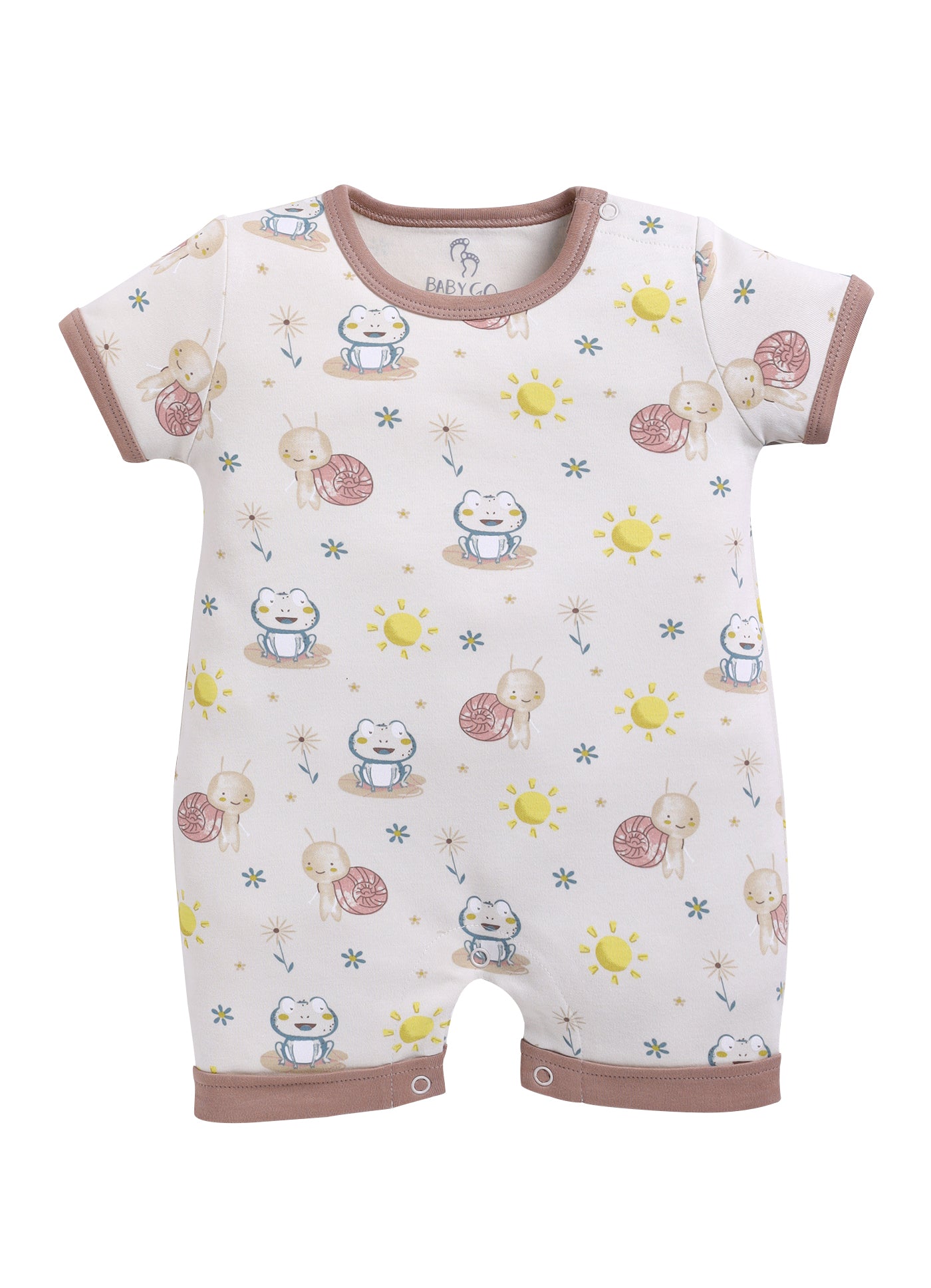 Half Sleeve Romper for Boys - Beige