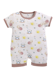 Half Sleeve Romper for Boys - Beige