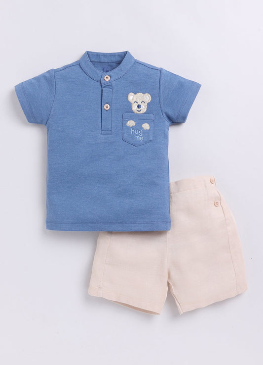 Cute Hug Me Baby Boy T Shirt & Short-NAVY BLUE