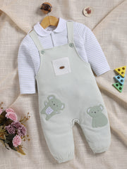 Dungaree - Light Green Koala Ribbed