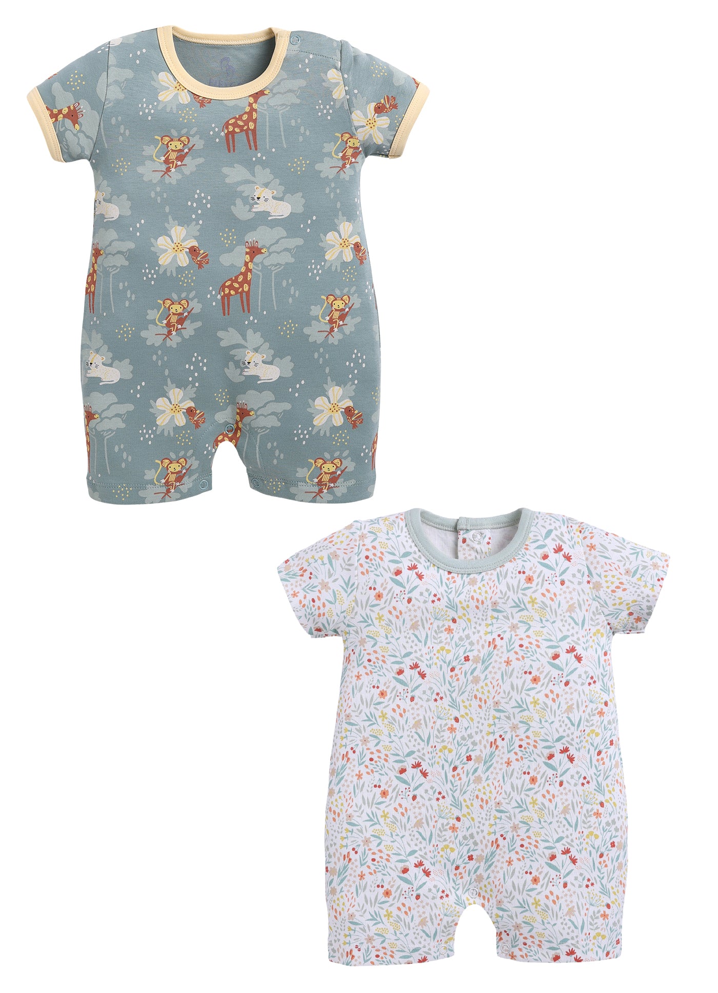 Half Sleeve Romper for Girls - Mint & Olive