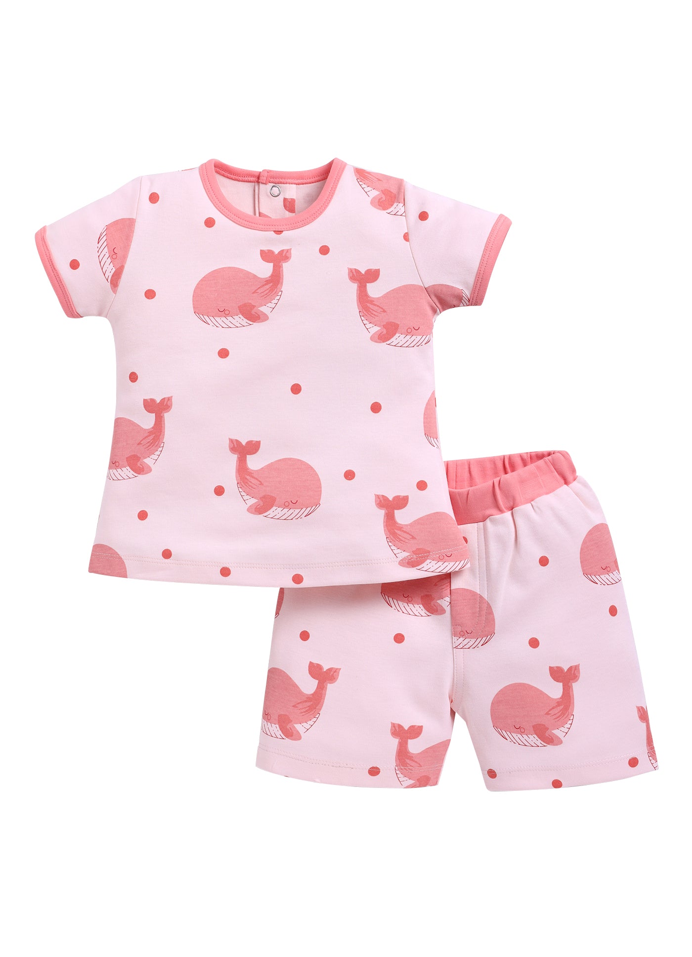Half Sleeve Top & Bottom for Girls - Salmon