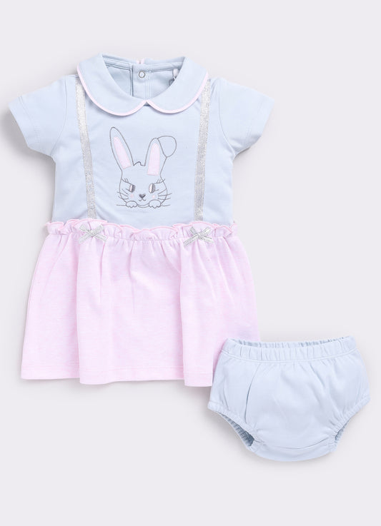 Cute Bunny Half Sleeve Baby Girl Frock/Dress with Pant-Sky Blue