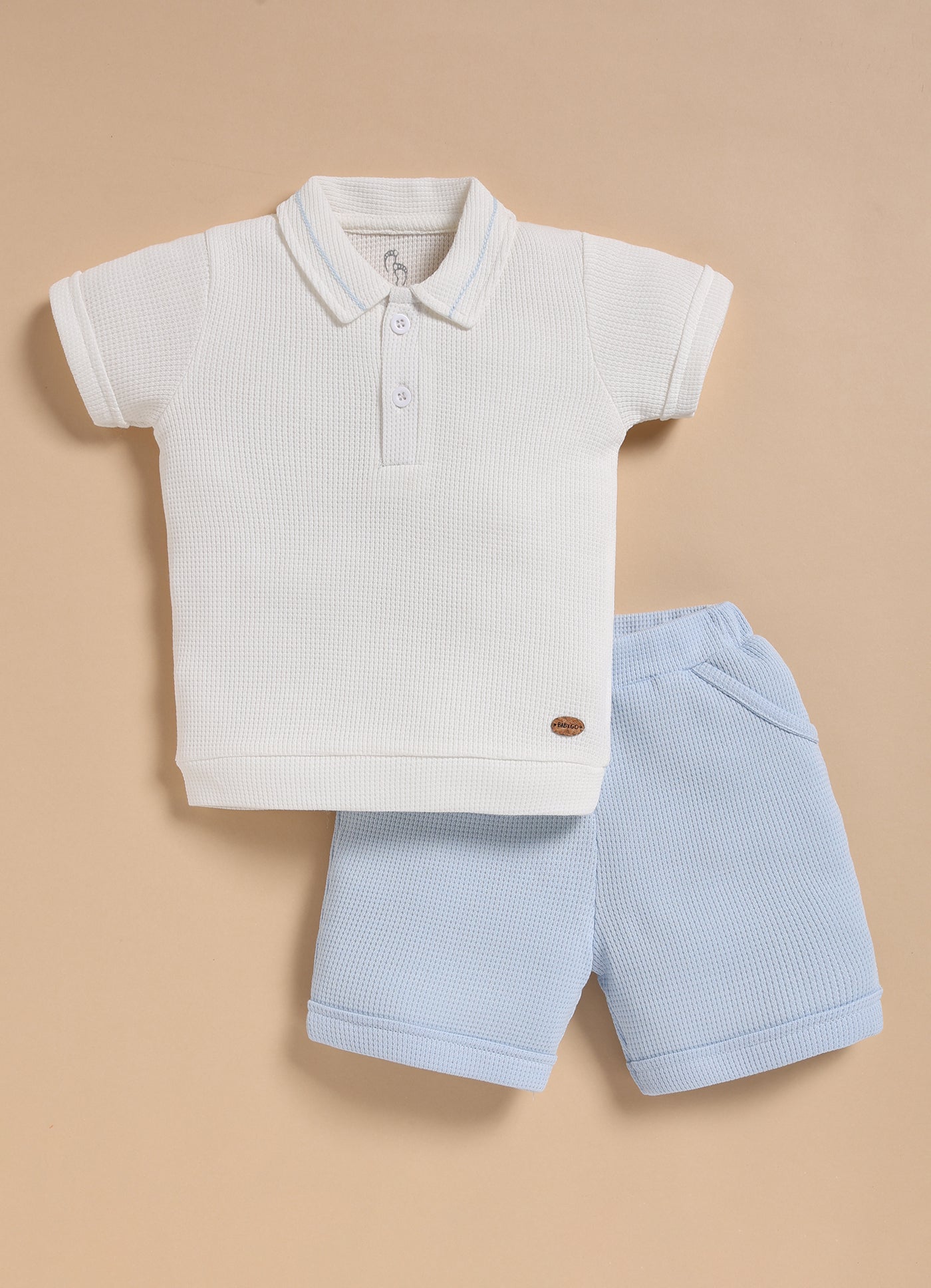 Half-Sleeve Top & Bottom For Boys - Sky Blue Cute Formal