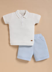 Half-Sleeve Top & Bottom For Boys - Sky Blue Cute Formal