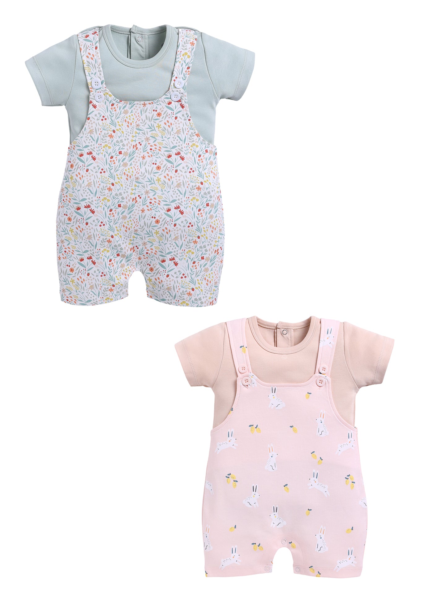 Half Sleeve Dungaree for Girls - Mint & Rose