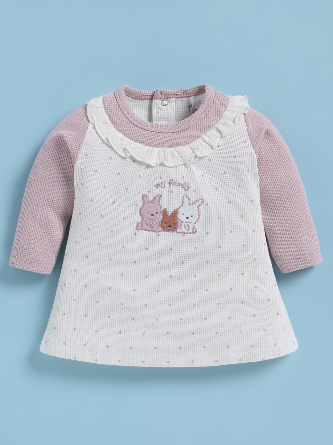 Frock – White Purple Bunny Family