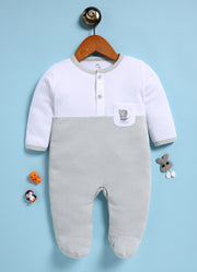 Full Sleeve Romper for Boys – Pastel Grey Tiny Bear