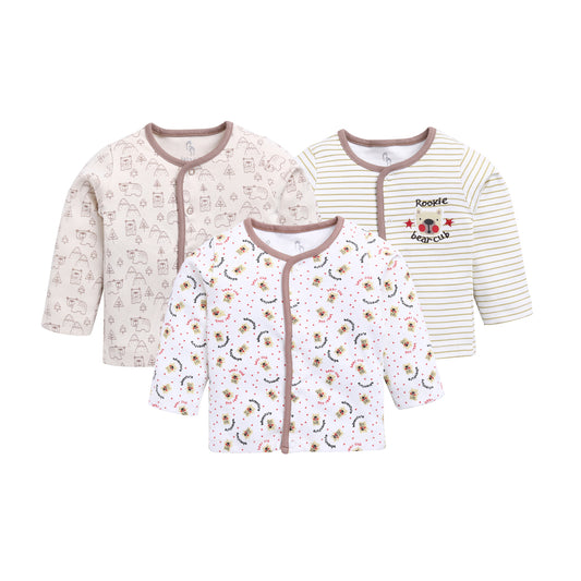 Baby Boys & Baby Girls Printed Pure Cotton T Shirt  (White, Pack of 3)