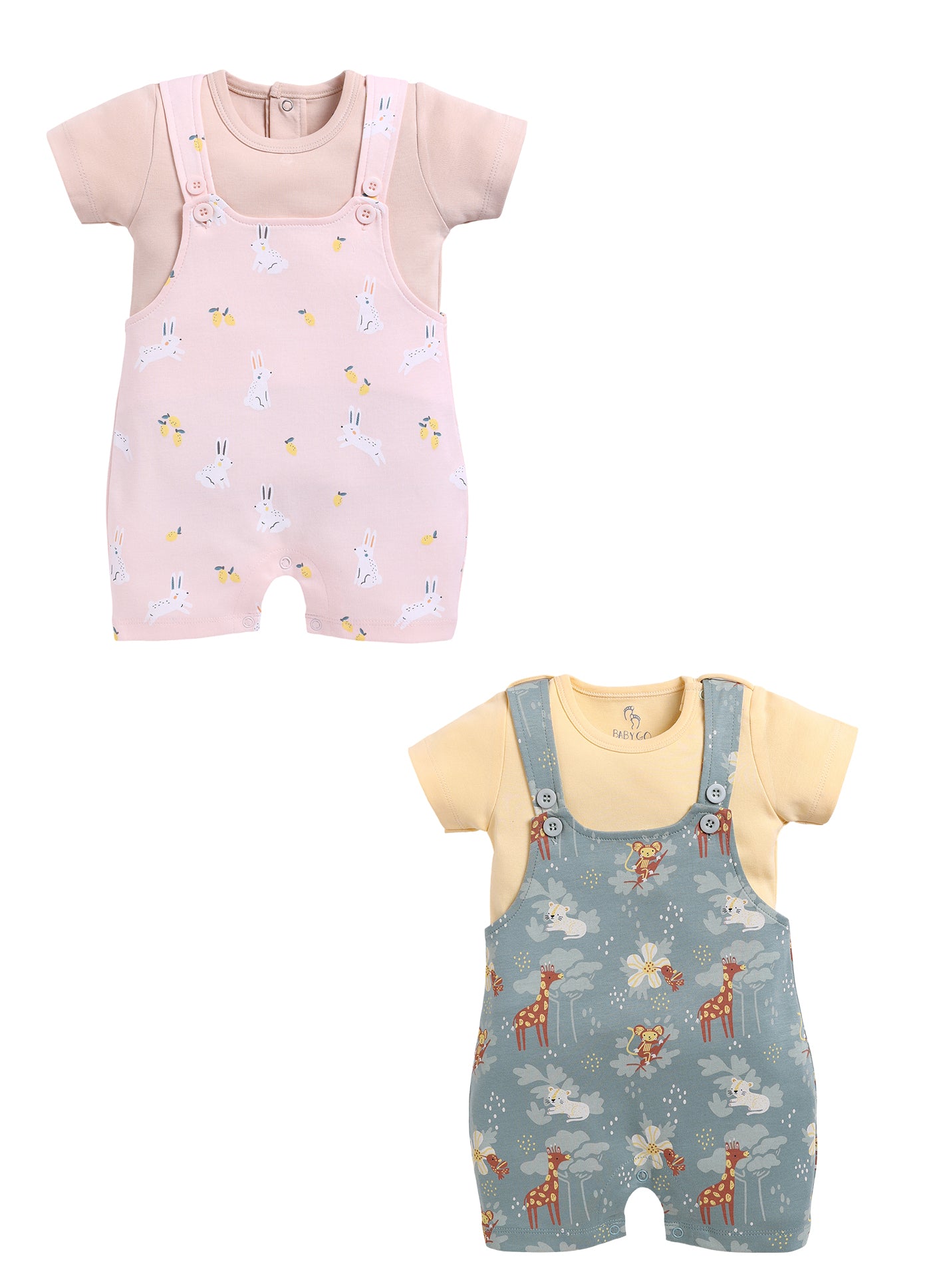 Half Sleeve Dungaree for Girls - Rose & Olive