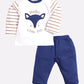 Little Fox printed casual T-Shirt Pyjama set-NAVY