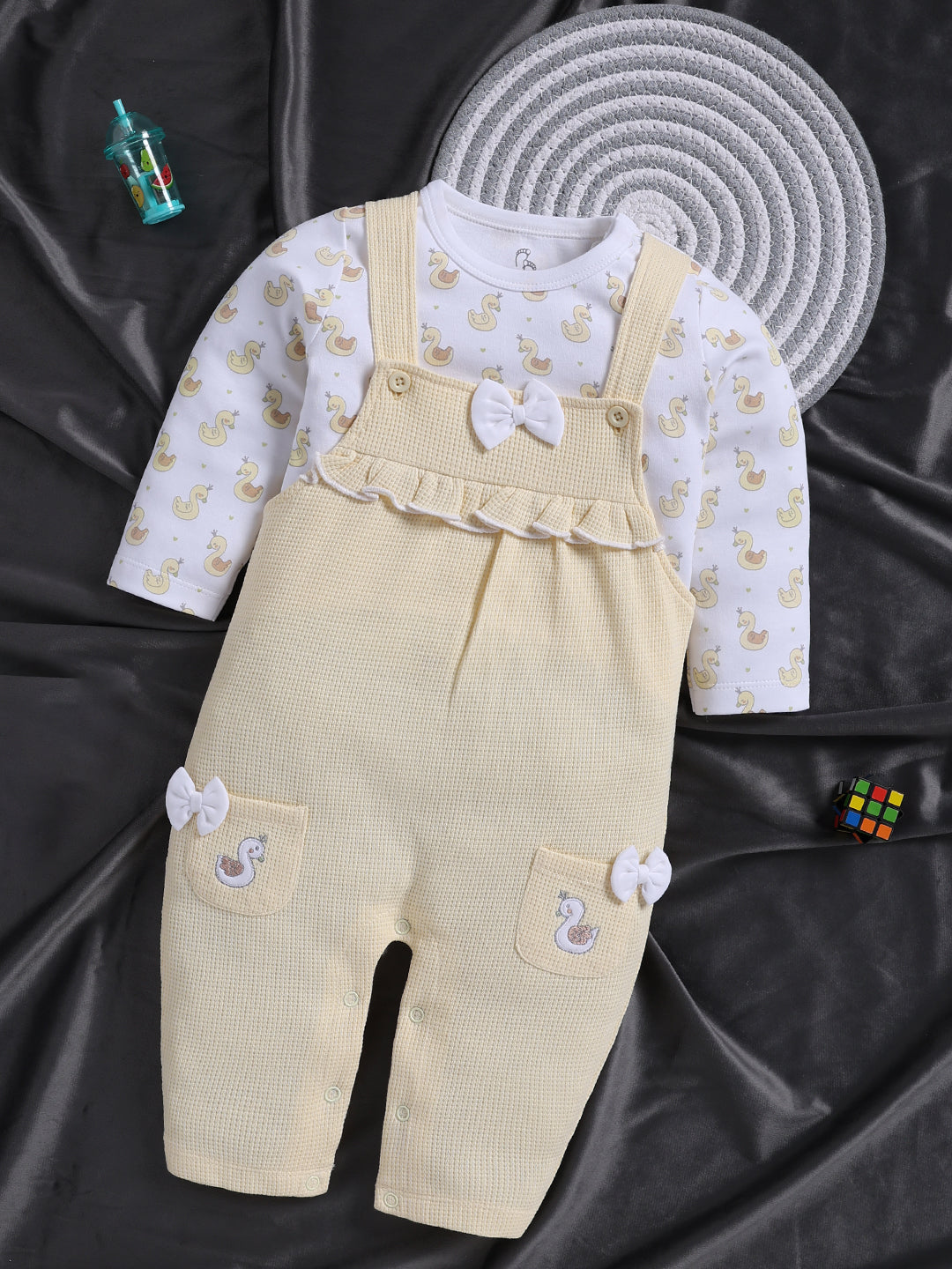 Dungaree - Cream Duck Printed