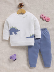 Top & Bottom for Boys - Blue Dinosaur Applique