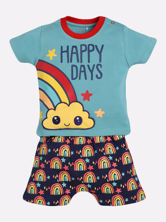 T-shirt and Shorts Set for Baby Boys 100% pure cotton-GREEN