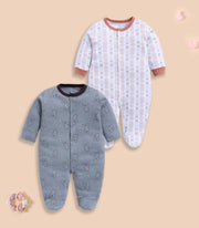 Full Sleeve Romper - Slate Grey & Tan