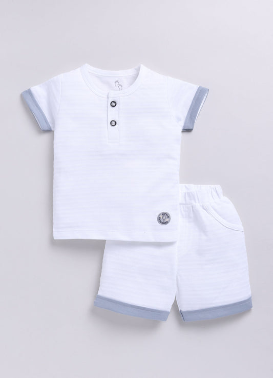 Baby Boy Little Explorer Half T Shirt & Short Set-Melange