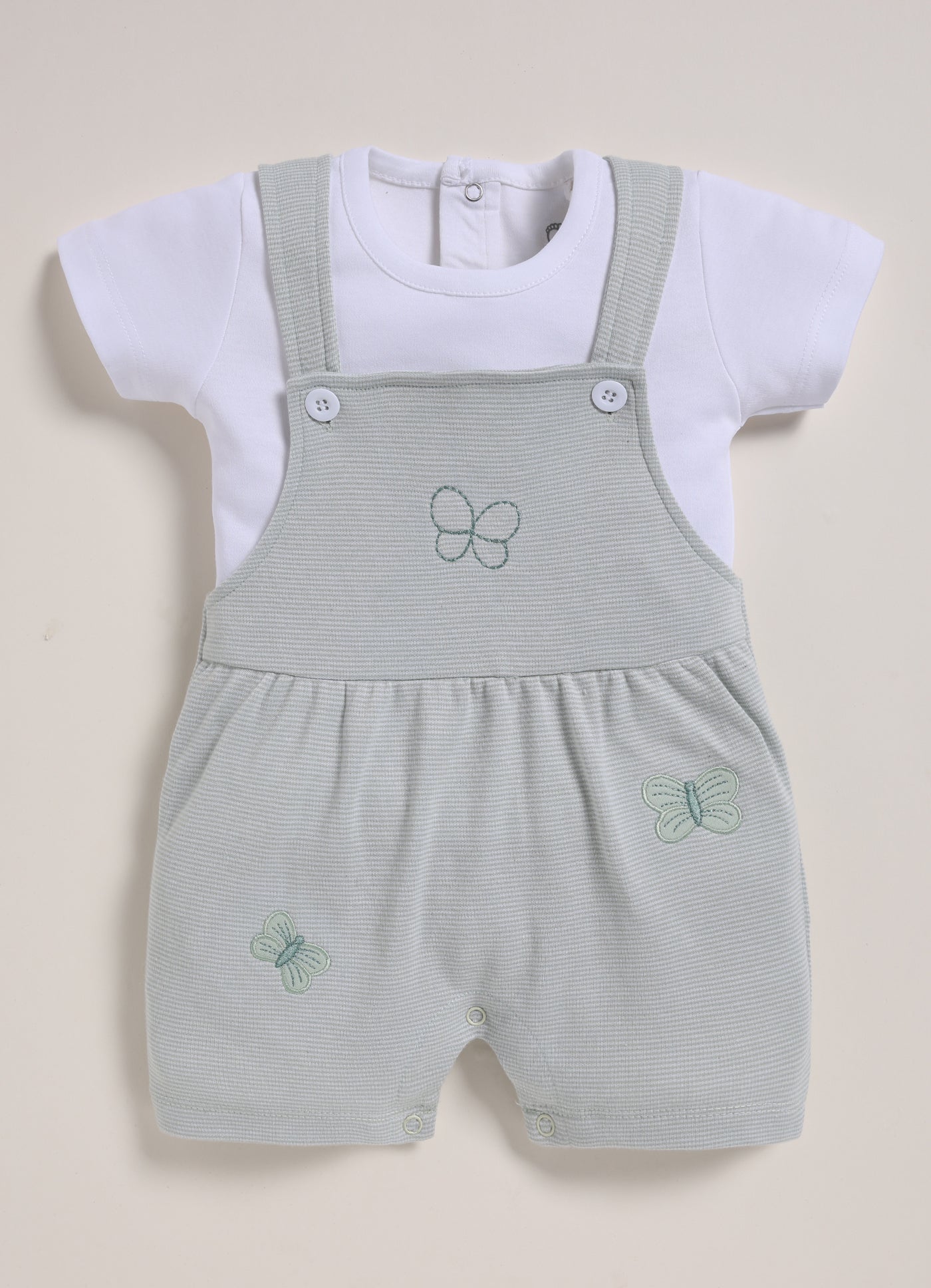 Half Sleeve Dungaree for Girls - Melange Butterfly Charm