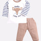 Little Fox printed casual T-Shirt Pyjama set-BEIGE