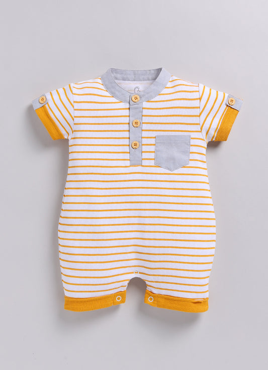 Baby Boy Striped Summer Romper - Yellow