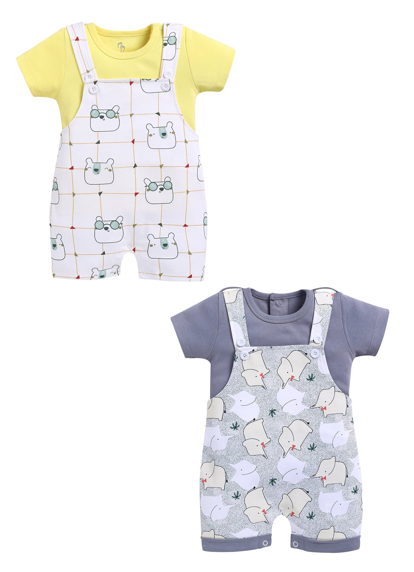 Half Sleeve Dungaree for Boys - Light Green & Green
