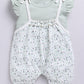 Baby Girl Light Green Floral Romper with Bows-PISTA GREEN