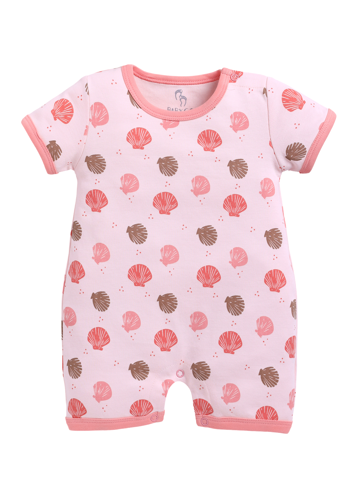 Half Sleeve Romper for Girls - Coral