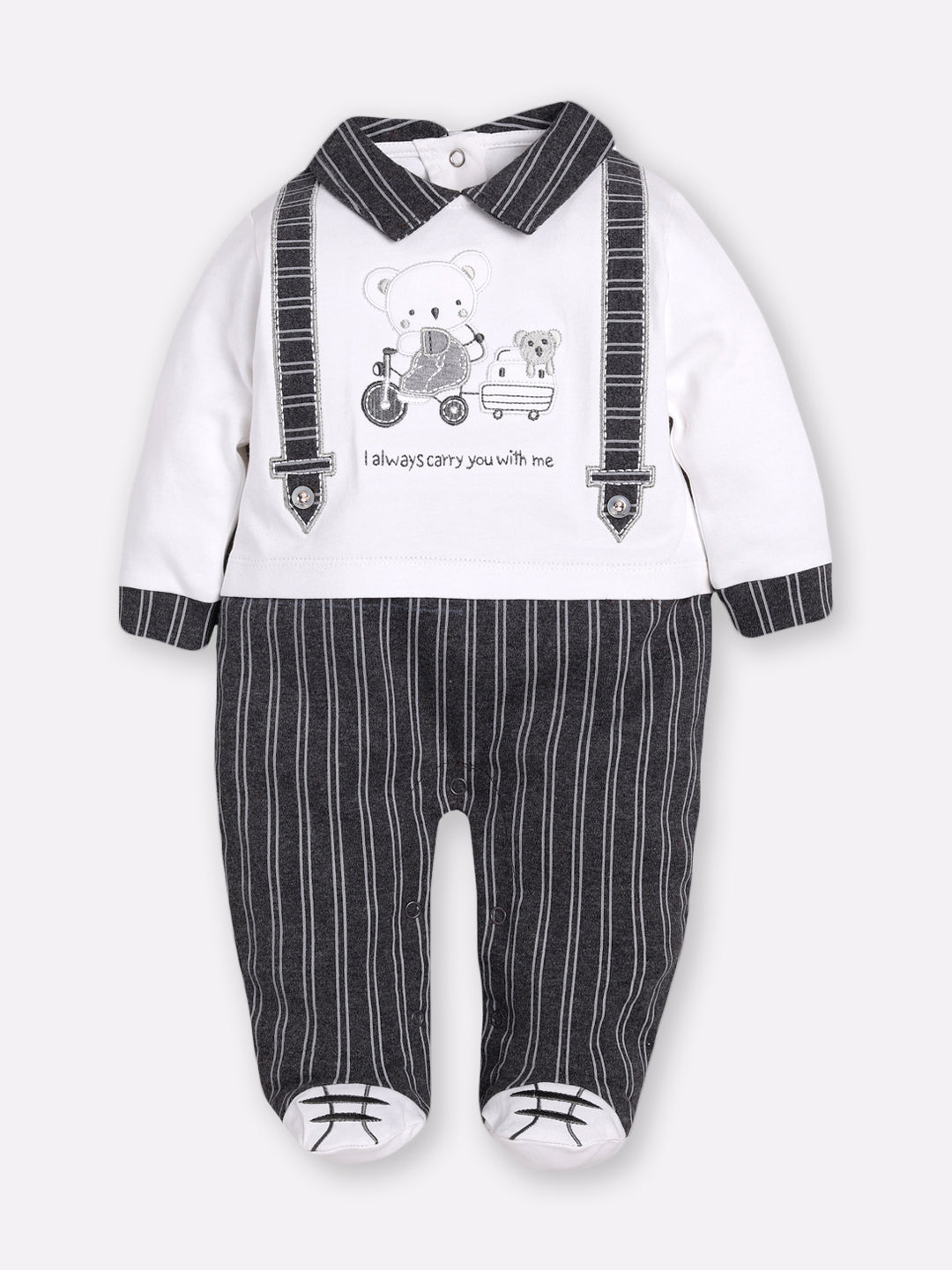 BABY GO 100% Pure Cotton Full Sleeves Rompers/Bodysuit/Sleepsuit for Baby Boys