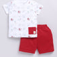 Playful Animal Printed Half T Shirt & Short set for Baby Boy-Red