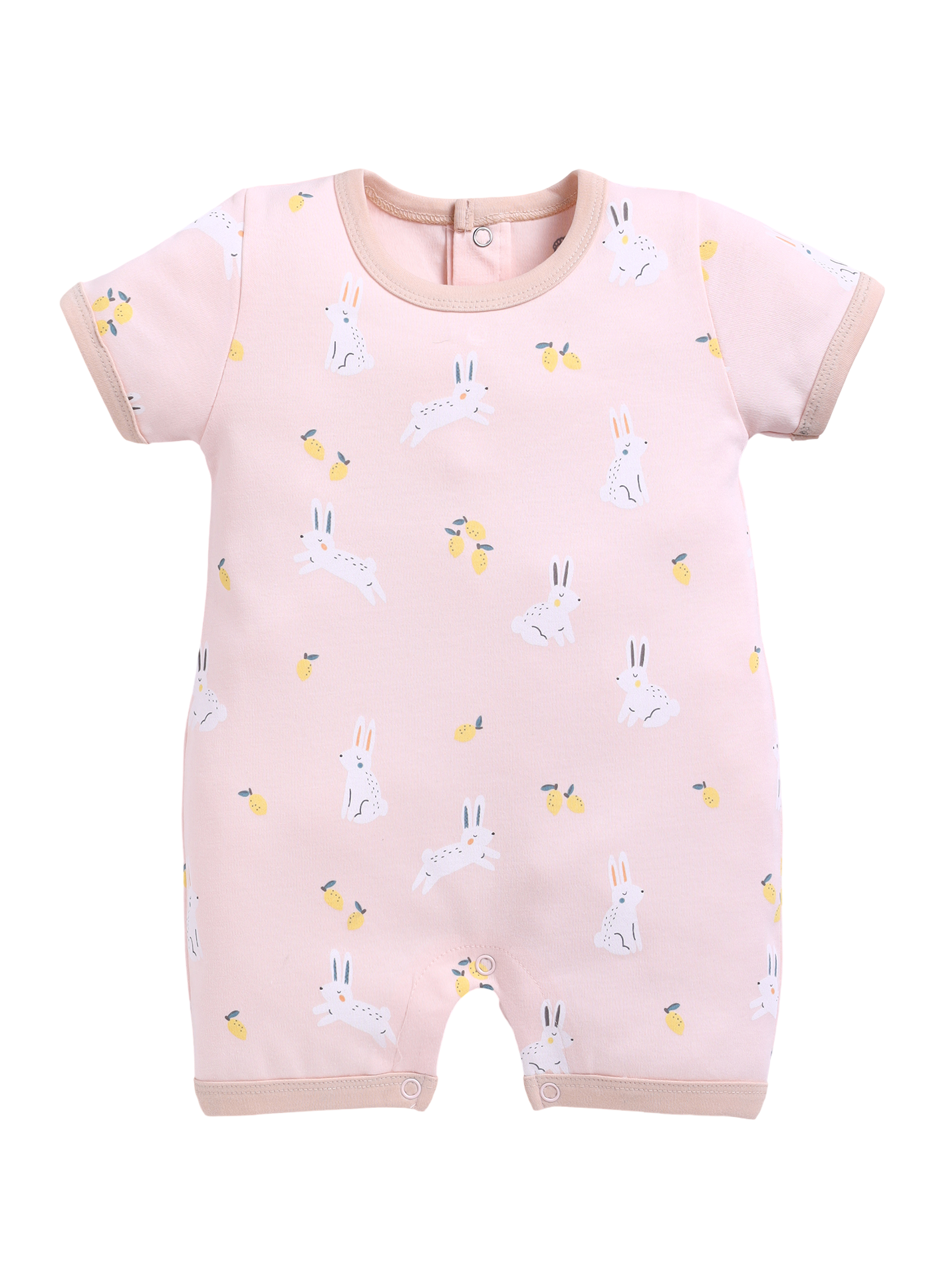 Half Sleeve Romper for Girls - Rose