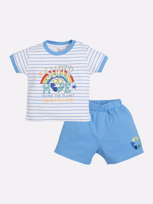T-shirt and Shorts Set for Baby Boys 100% pure cotton-SKY