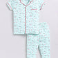 Cherry Prined & Comfy Half Sleeve Girl Night Suit-PISTA GREEN
