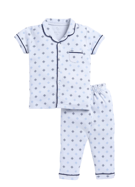 Printed Half Sleeves Baby Boy Night Suit-BLUE
