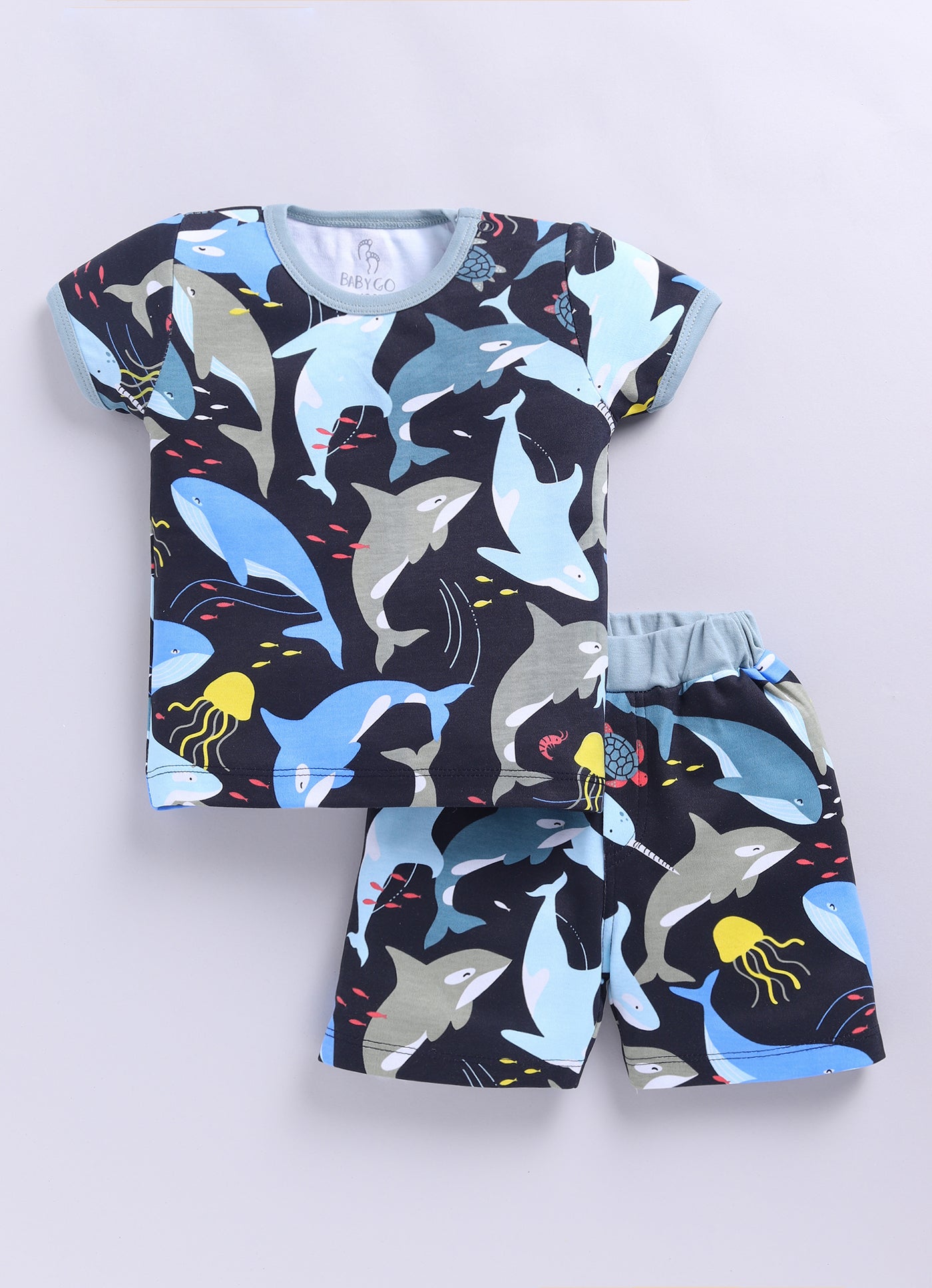 Half Sleeve Top & Bottom for Boys - Navy