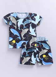 Half Sleeve Top & Bottom for Boys - Navy