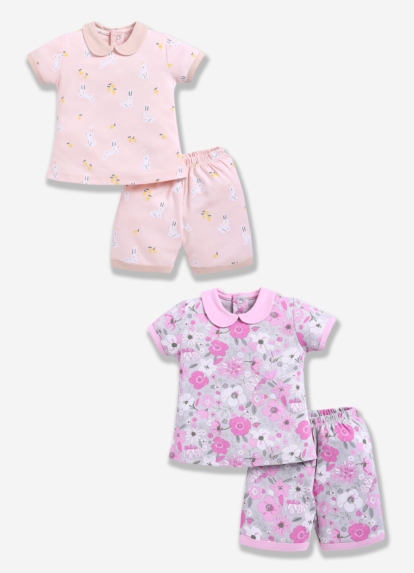 Half-Sleeve Top & Bottom For Girls - Pink & Rose