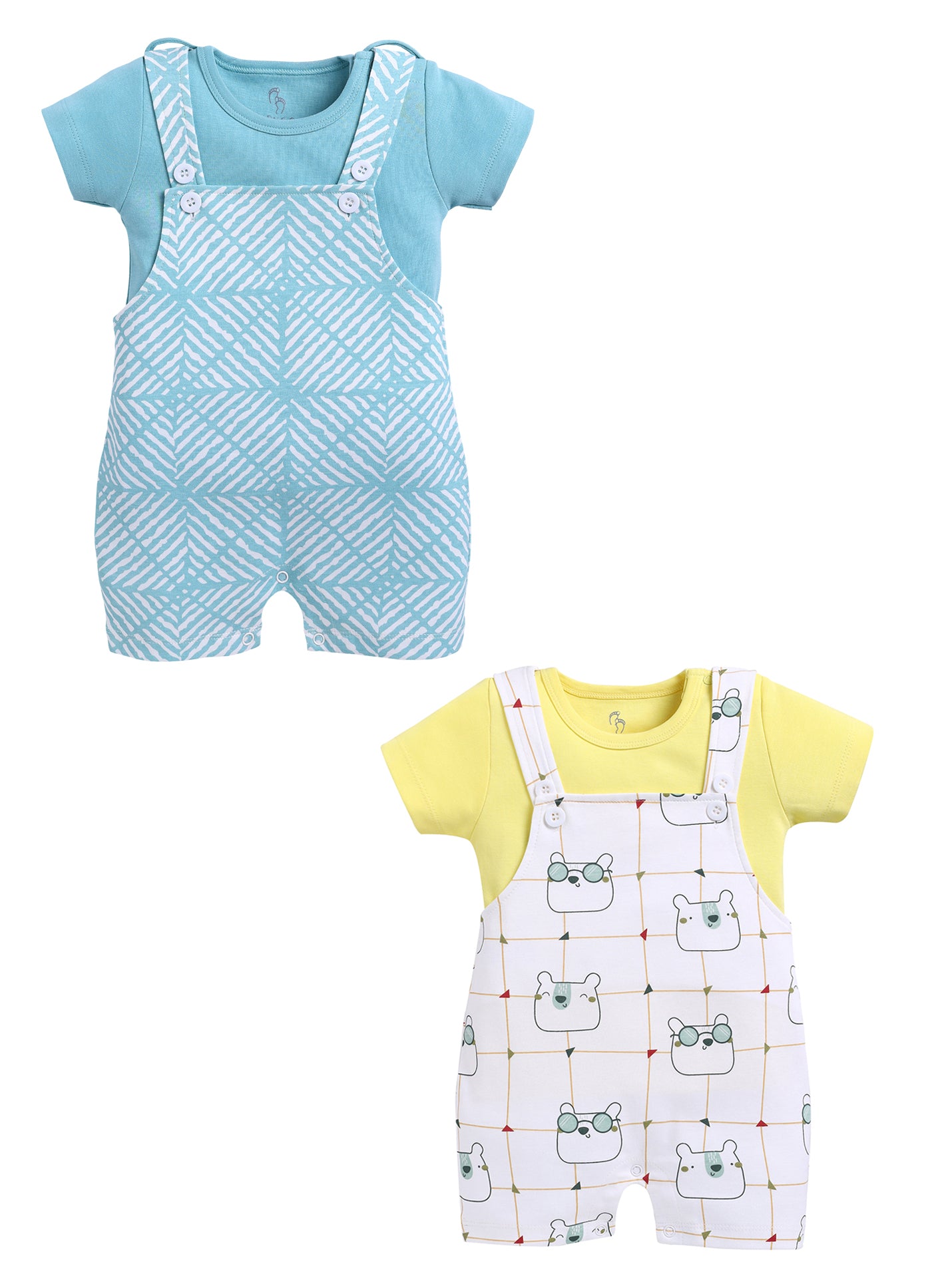 Half Sleeve Dungaree for Boys - Sea Green & Green