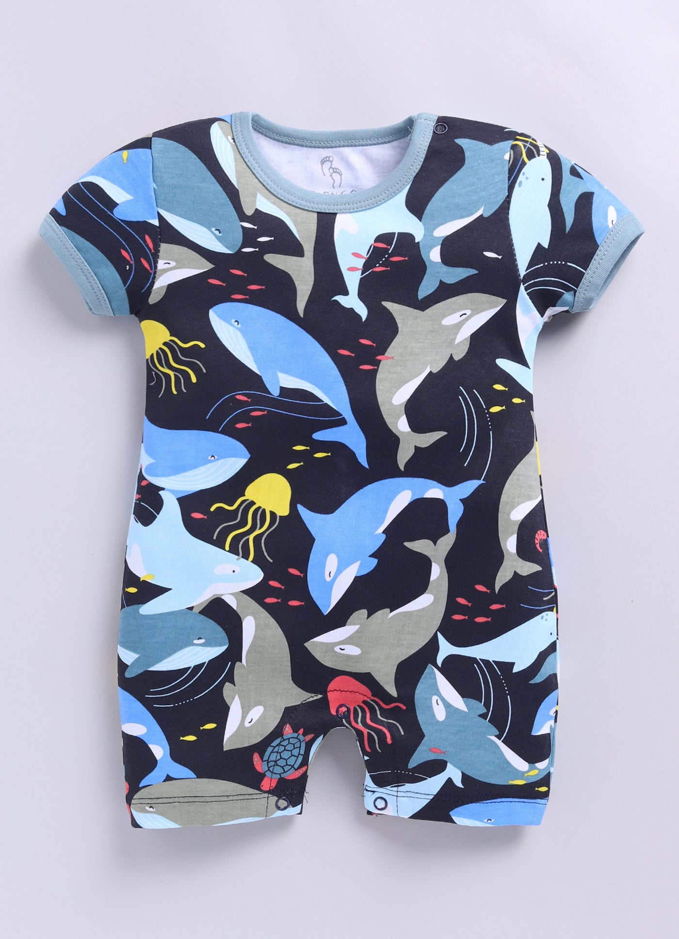 Half Sleeve Romper for Boys - Navy