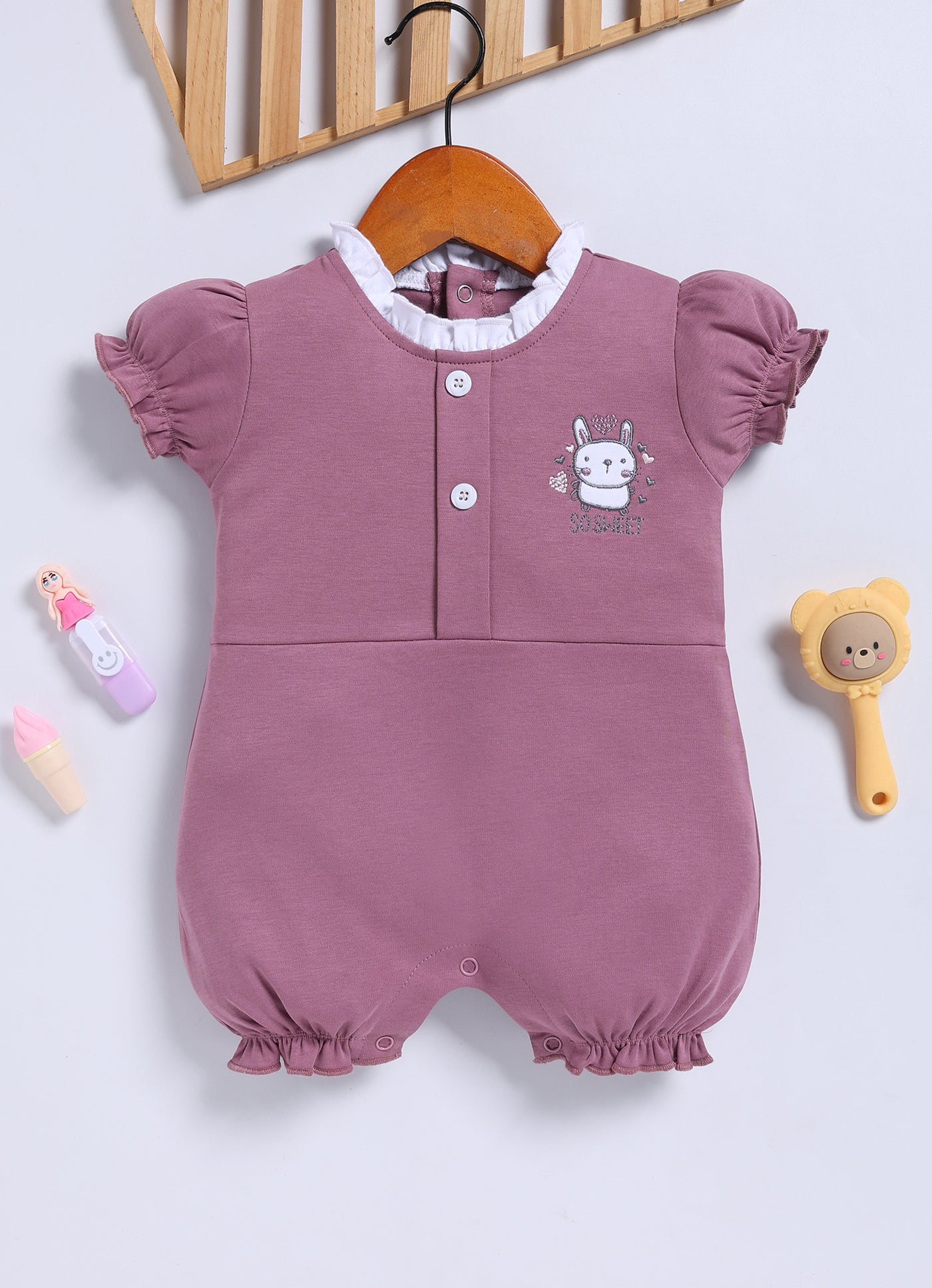 Half-Sleeve Romper for Girls – Purple Mauve So Sweet!