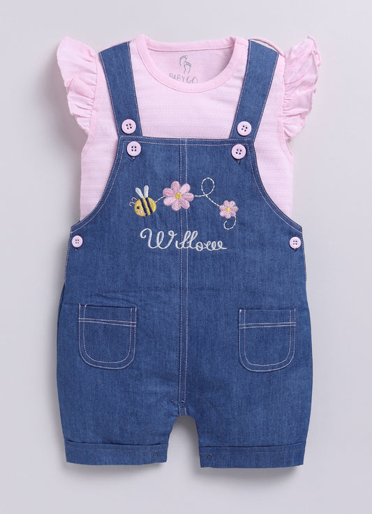 Baby Girl Willove Flutter Sleeve Dungaree-Blue Denim