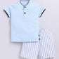 Baby Boy Blue T Shirt & Striped Short-SKY BLUE