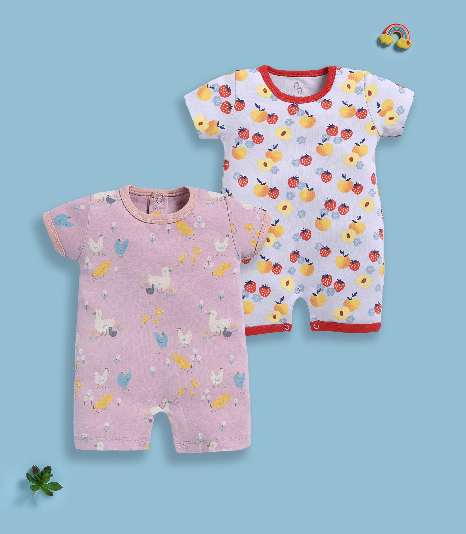 Half Sleeve Romper for Girls - Peach & Stone