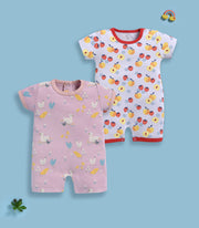 Half Sleeve Romper for Girls - Peach & Stone