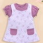 Baby Girl Floral Print Pinafore Dress with Layered Top-PURPLE
