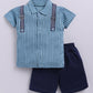 Baby Boy Collar Half T Shirt & Shorts Set-Green