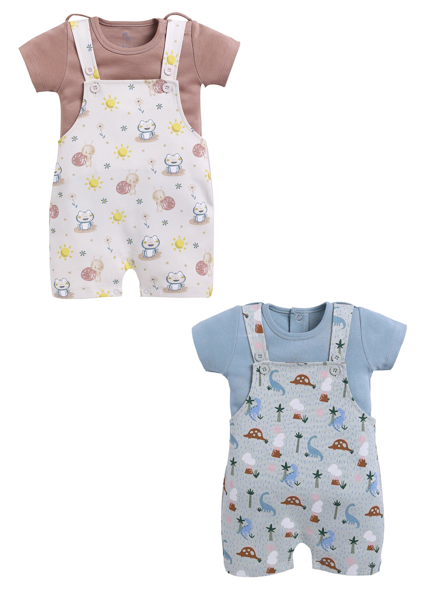 Half Sleeve Dungaree for Boys - Pista Green & Beige