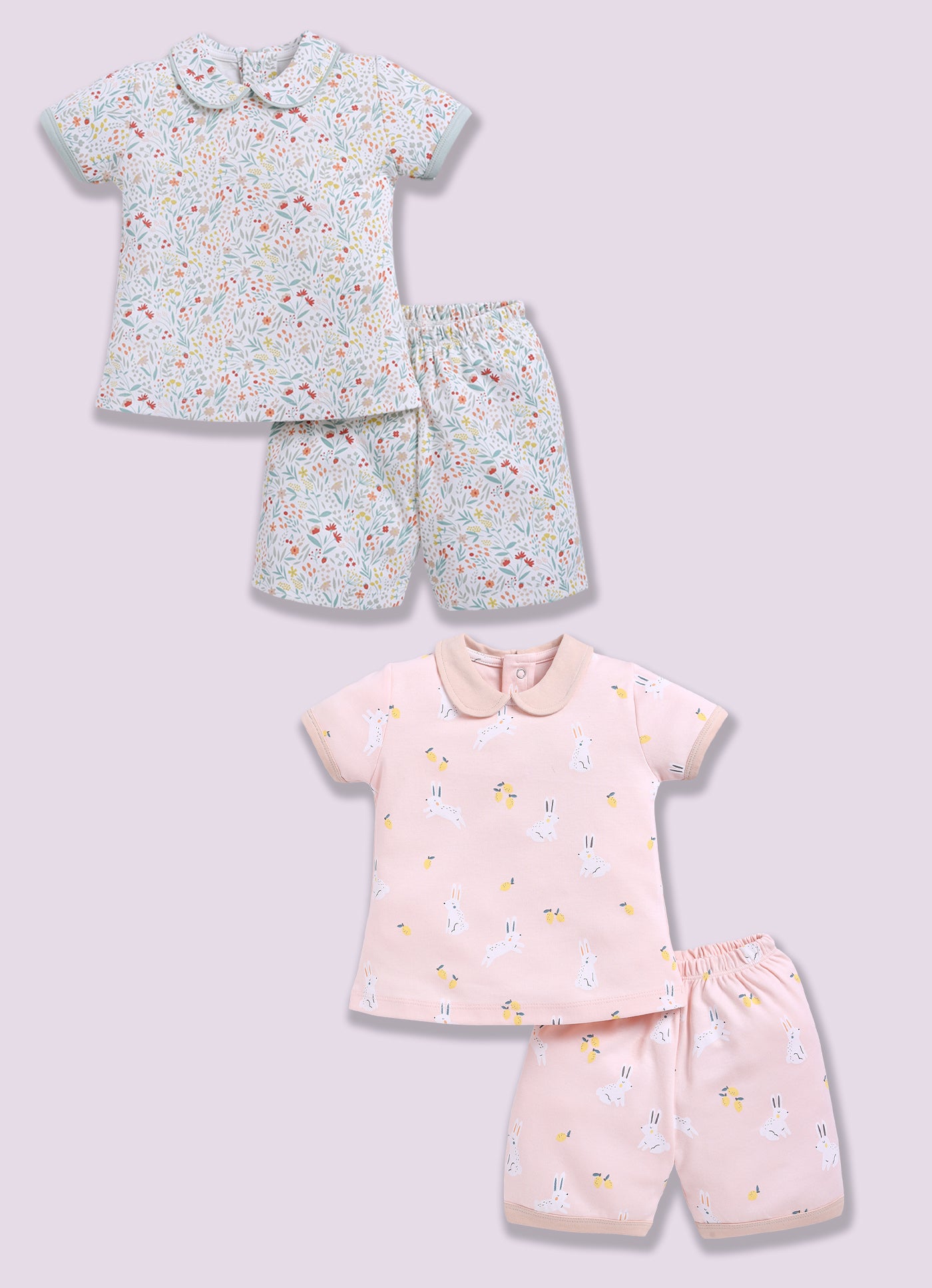 Half-Sleeve Top & Bottom For Girls - Mint & Rose