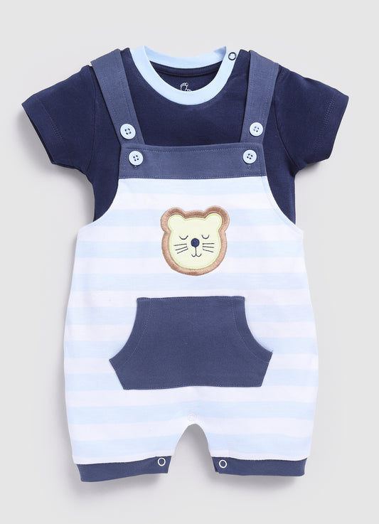 Classy Stripped Baby Boy Dungaree-Navy Blue