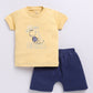 Baby Boy Dinosaur Printed Half T shirt & Short Set-Lemon