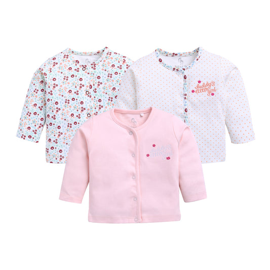 BABY GO Full Sleeve Set of 3 TEES Combo for Baby Girls PEACH